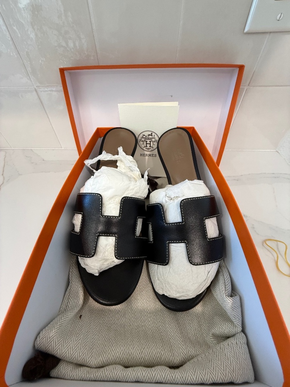 Hermes Black Sandals